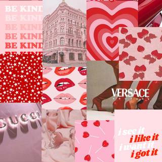 Valentines Day preppy collage wallpaper