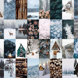 Collage preppy winter wallpaper