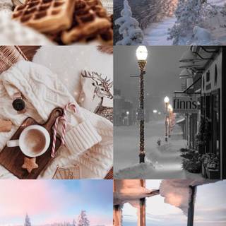 Collage preppy winter wallpaper
