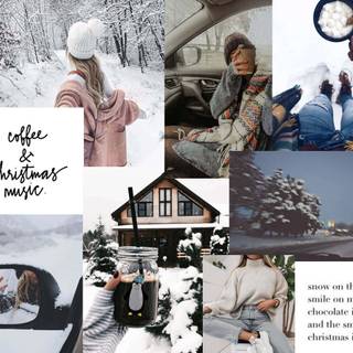 Collage preppy winter wallpaper