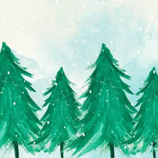 Winter watercolor desktop wallpaper