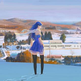 Winter snow 4k anime wallpaper