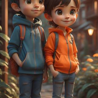 Cartoon couple 4k phone wallpaper