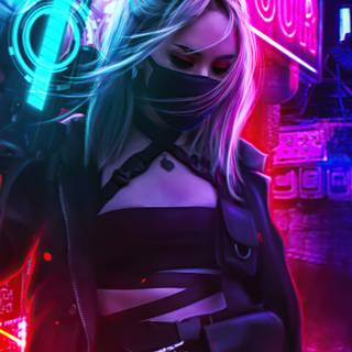 Cyberpunk girl iPhone wallpaper