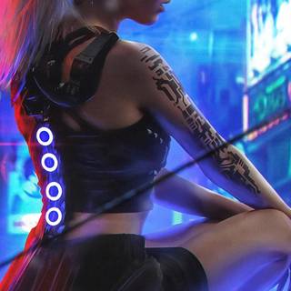Cyberpunk girl iPhone wallpaper