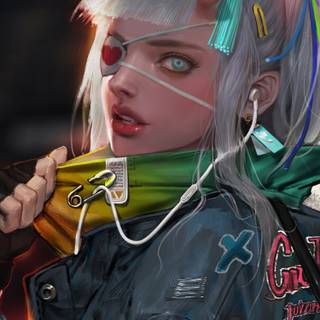 Cyberpunk girl iPhone wallpaper