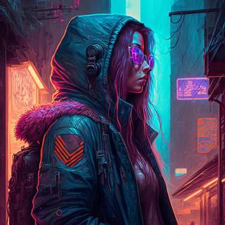 Cyberpunk girl iPhone wallpaper