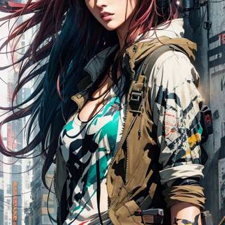 Cyberpunk girl iPhone wallpaper