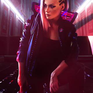 Cyberpunk girl iPhone wallpaper