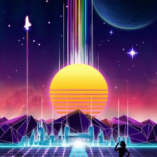 Retro futurism iPhone wallpaper