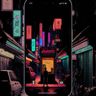 Retro futurism iPhone wallpaper