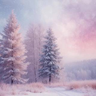 Pink aesthetic winter wallpaper