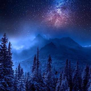 Night mountain phone wallpaper