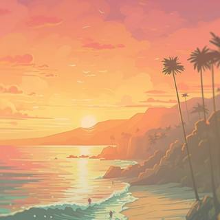 Beach sunset phone wallpaper