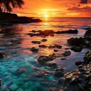 Beach sunset phone wallpaper