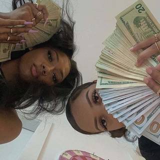 Girl with money wallpaper