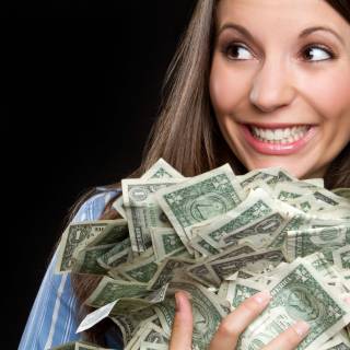 Girl with money wallpaper