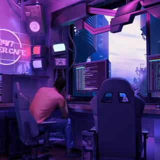 Cyber room wallpaper