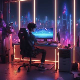 Cyber room wallpaper