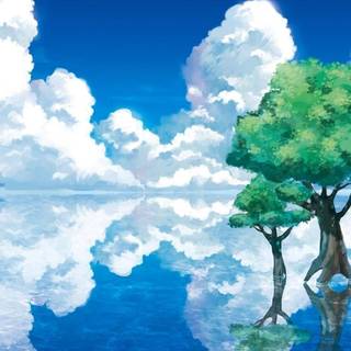 Calming anime water wallpaper