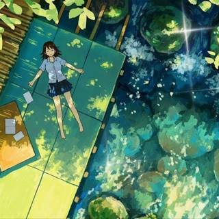 Calming anime water wallpaper