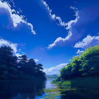 Calming anime water wallpaper