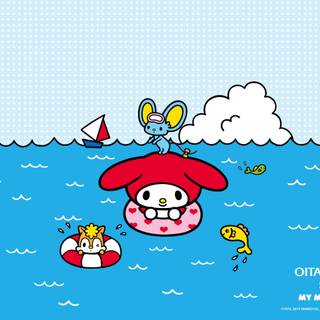My Melody summer desktop wallpaper