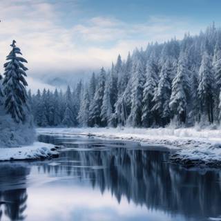 Snowy winter forest wallpaper