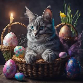 Happy Easter cat wallpaper