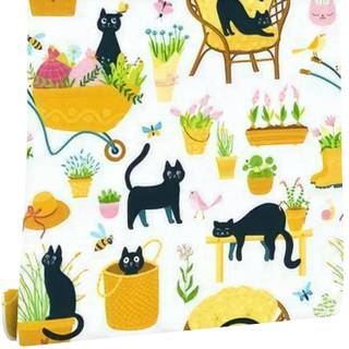Cartoon cat spring wallpaper