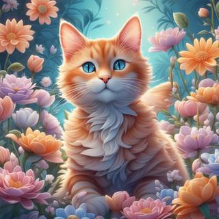 Cartoon cat spring wallpaper