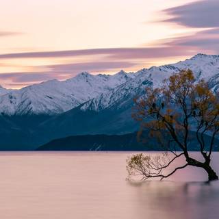 Winter lake and mountain wallpaper