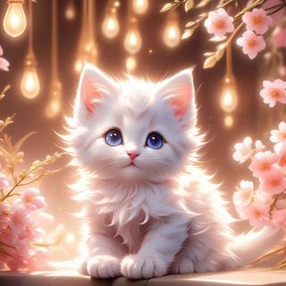 Cartoon cat spring wallpaper