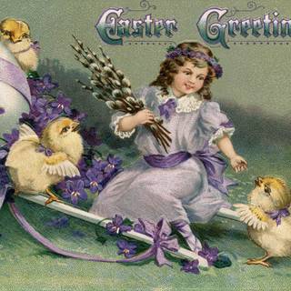 Easter postcard wallpaper
