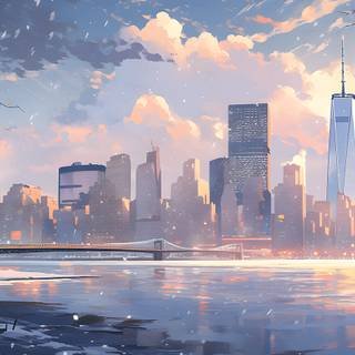 Winter New York laptop wallpaper