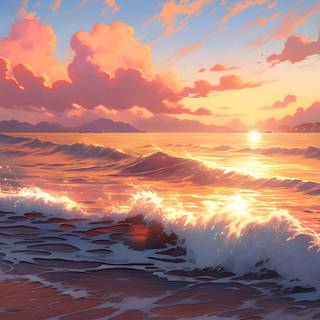 Aesthetic sunset computer wallpaper