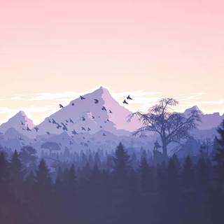 Winter minimalist mountain wallpaper