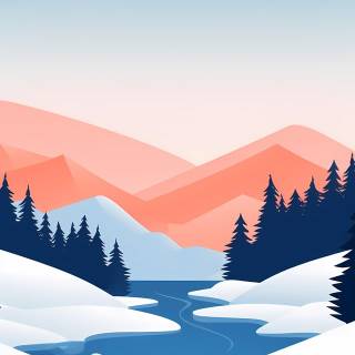 Winter minimalist mountain wallpaper