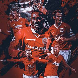 Manchester United treble wallpaper