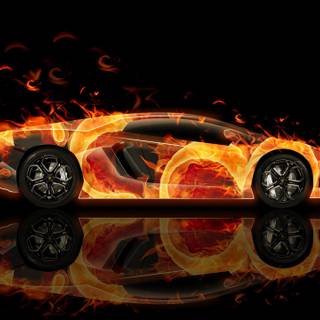 Lamborghini on fire wallpaper