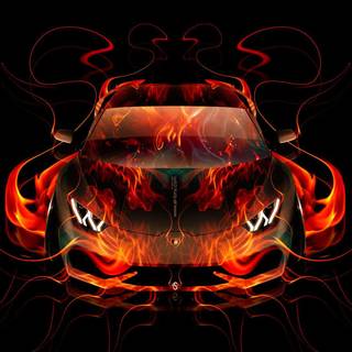 Lamborghini on fire wallpaper