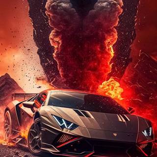 Lamborghini on fire wallpaper