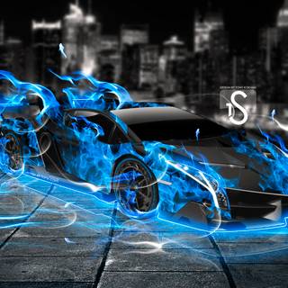 Lamborghini on fire wallpaper
