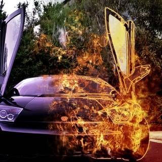Lamborghini on fire wallpaper