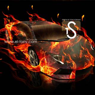 Lamborghini on fire wallpaper