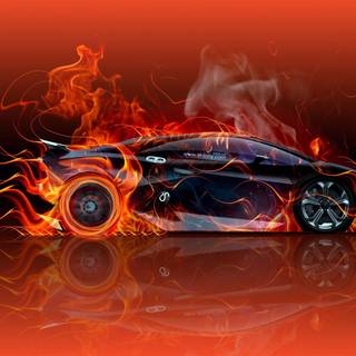 Lamborghini on fire wallpaper