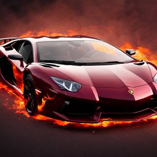 Lamborghini on fire wallpaper