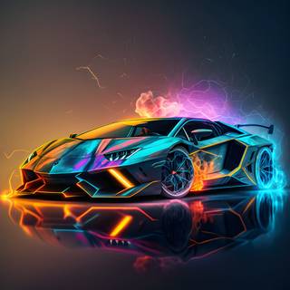Lamborghini on fire wallpaper