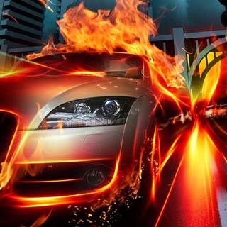 Lamborghini on fire wallpaper