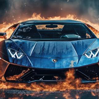 Lamborghini on fire wallpaper